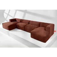 KONSIMO BUFFO 7/8 Sitzer Panorama-Ecksofa mit extrem weicher Sitz, orange