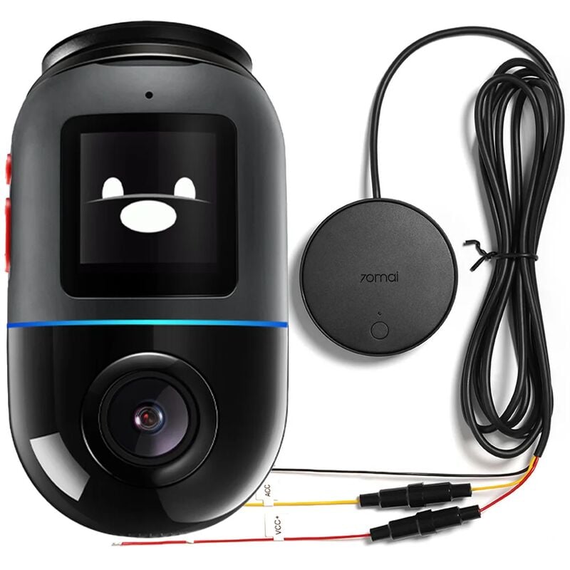 70mai Dash Cam Omni X200 avec 4G Hardwire Kit UP04，Caméra de voiture noire  avec câble de Surveillance du stationnement Enregistrement panoramique à  360 ADAS Mémoire EMMC - 32GB
