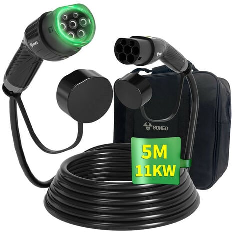 Green Cell® Câble de Charge GC Type 1 pour Voitures électriques EV PHEV, 3,6 KW, 16 A, Type 1 vers Type 2, 5 mètres