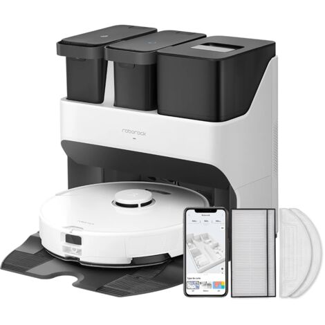 Roborock S7 Max Ultra,Aspirateur Robot Laveur Avec Accessoires Originaux 5500Pa Séchage automatique Mise à Niveau du S7 Pro Ultra,Blanc
