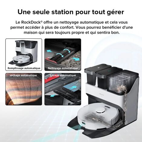 Roborock S7 Max Ultra,Aspirateur Robot Laveur Avec Accessoires Originaux 5500Pa Séchage automatique Mise à Niveau du S7 Pro Ultra,Blanc
