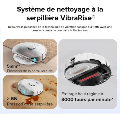 Roborock S7 Max Ultra,Aspirateur Robot Laveur Avec Accessoires Originaux 5500Pa Séchage automatique Mise à Niveau du S7 Pro Ultra,Blanc