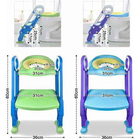 ZONEKIZ Adaptator WC para Niños con Escalera Plegable Reductor de  Aprendizaje para Baño Portátil 67,9x42,8x51,5 cm Azul