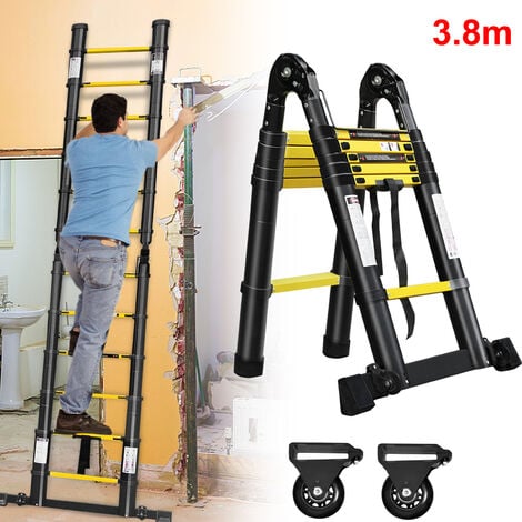 Escalera Profesional De Aluminio De Apoyo Extensible Con Barra  Estabilizadora 2 X 11 Peldaños Serie Top con Ofertas en Carrefour