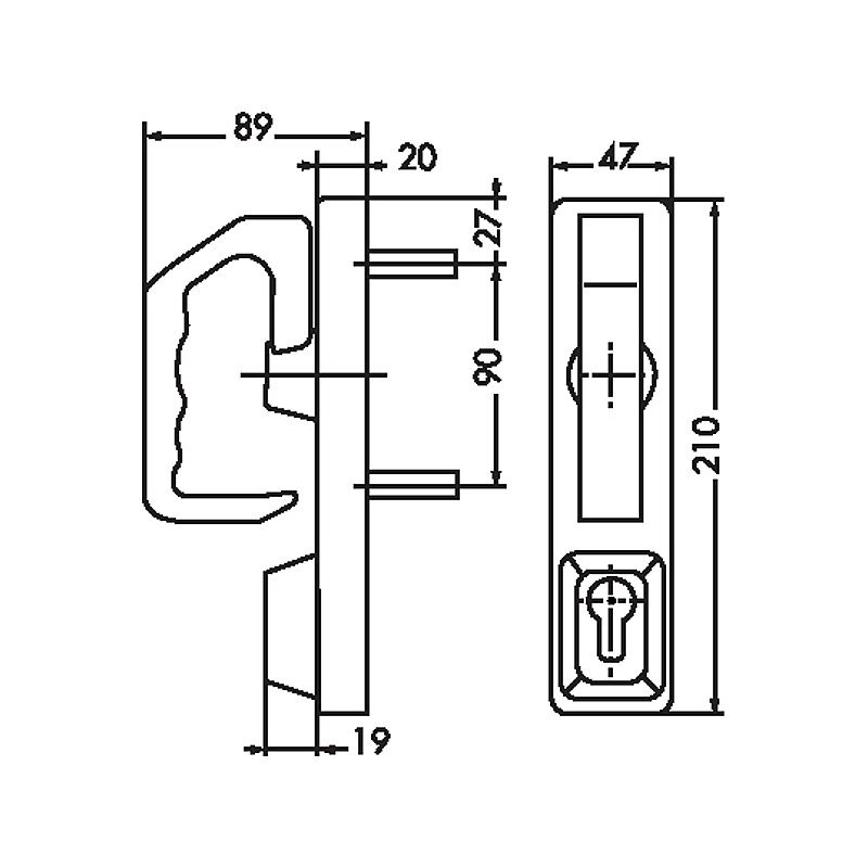 Module de fermeture extérieur FAP89 à poignée rotative et cylindre pour  anti-panique JPM PR2E00-01-0A argent