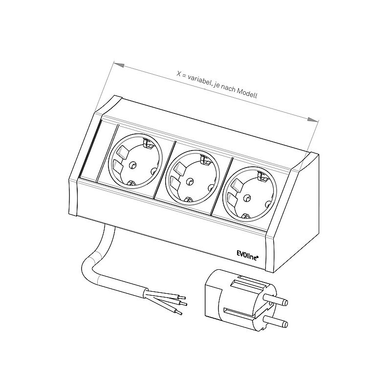 EVOline® - EVOline® V-Dock - Bloc prise pour angles de cuisine et