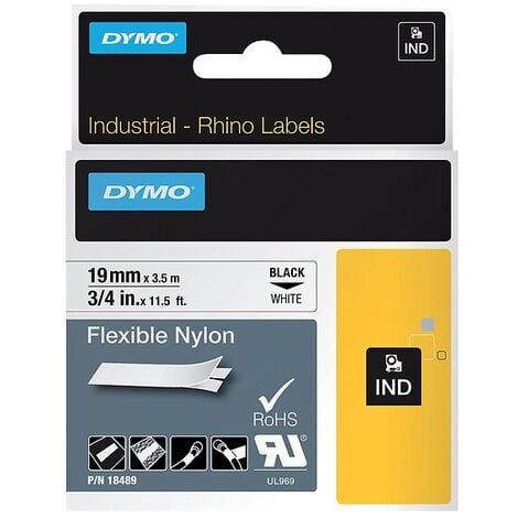 Dymo - Ruban d'étiquettes nylon flexible auto-adhésives - (19 mm x