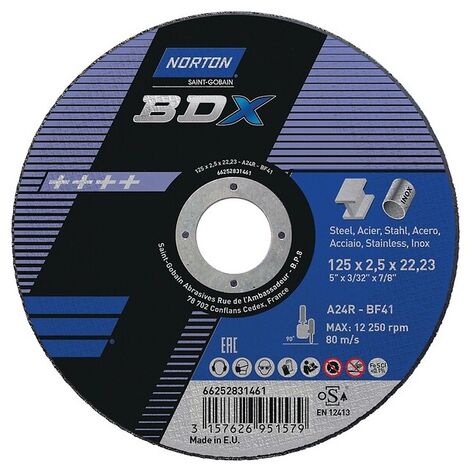 Disques à tronçonner plat BDX inox 125x16x2223mm boîte de 25