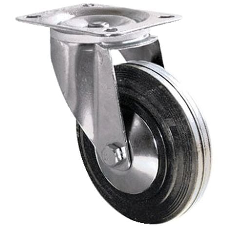 Roulette pivotante avec frein ø100 mm, à platine pivotante, charge max 75kg