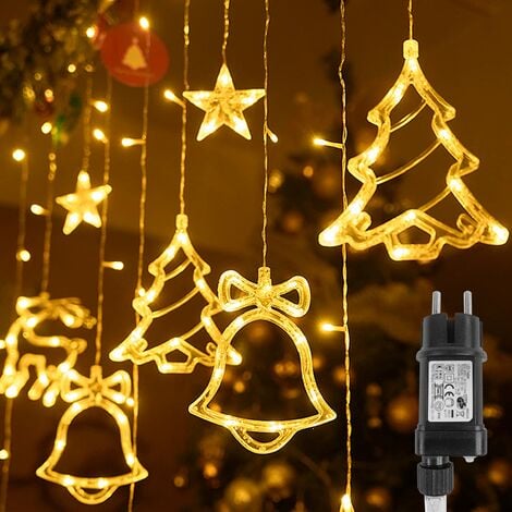 BLOOMWIN Rideau Lumineux Étoiles 2m * 1m Rideau Guirlande Lumineuse Fenêtre Noël Intérieur 8 Modes USB LED Décoration Noël Fenêtre Lumineux Deco Mariage Jardin Chambre Anniversaire Blanc Chaud