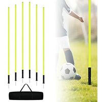Kit 6 Barres De Slalom Football 1.8m - Entraînement Coordination, Avec Piquets Métal Et Sac De Transport