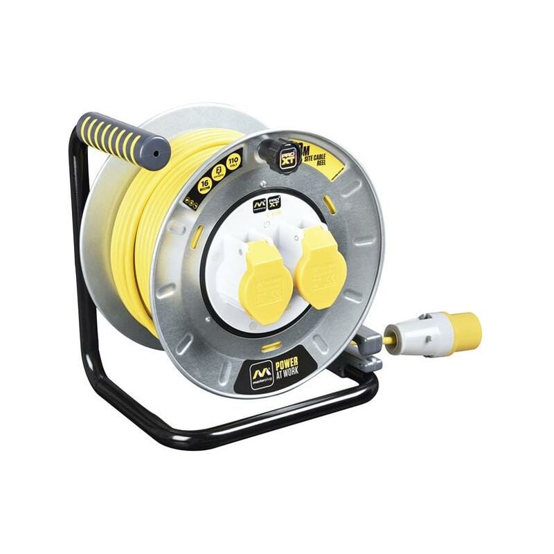 Masterplug PRO-XT Metal Cable Reel 110V 16A Thermal Cut-Out 30m MSTOTMU30162