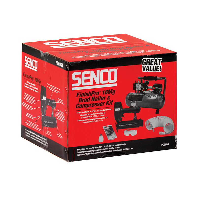 Senco Finish Pro 18 Pneumatic Nailer 1 HP Compressor Kit 110V SENPC0964UK1