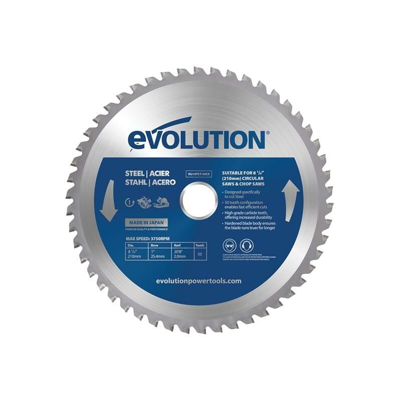 Evolution Mild Steel Cutting Circular Saw Blade 210 x 25.4mm x 50T EVLM210TC50C