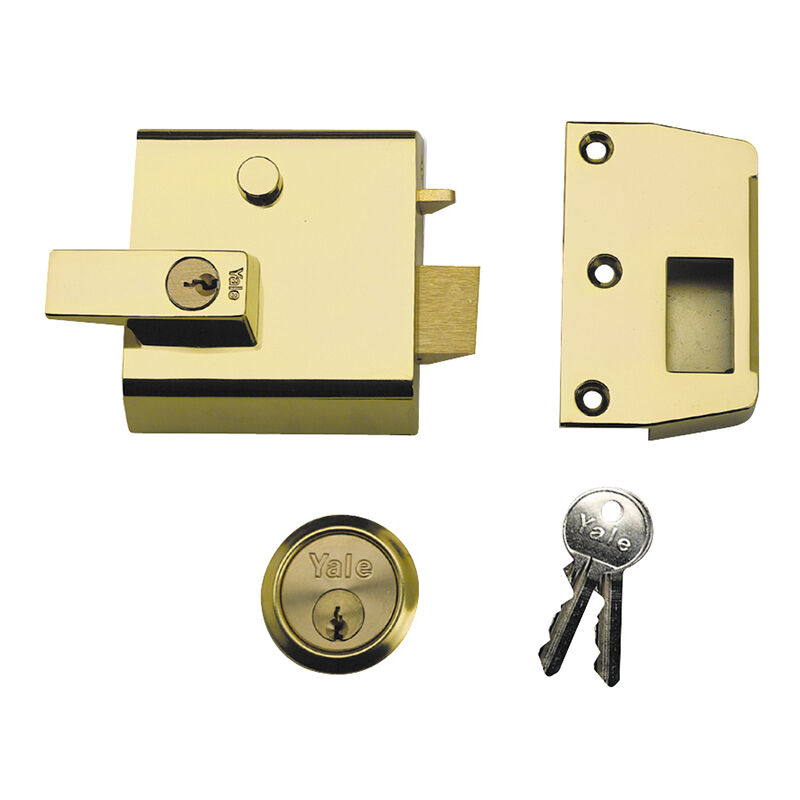 Yale Locks P1 Double Security Nightlatch 60mm Backset Brasslux Finish Visi YALP1B