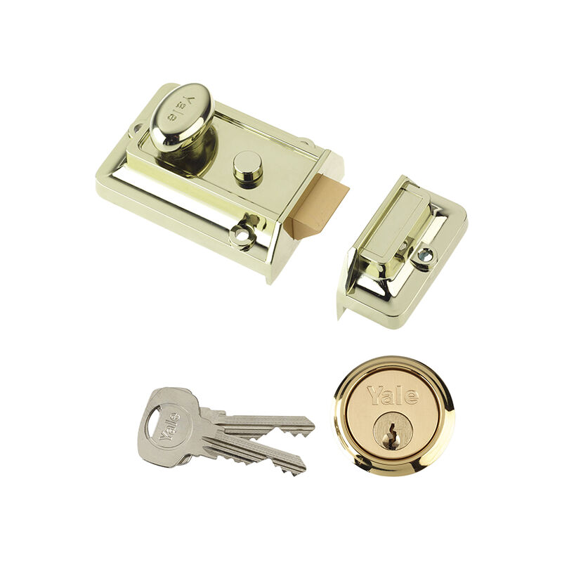 Yale Locks P77 Traditional Nightlatch 60mm Backset Brasslux Finish Visi YALP77BLX