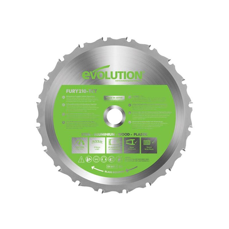 Evolution FURY® Multi-Purpose TCT Circular Saw Blade 210 x 25.4mm x 20T EVLF210MULTI