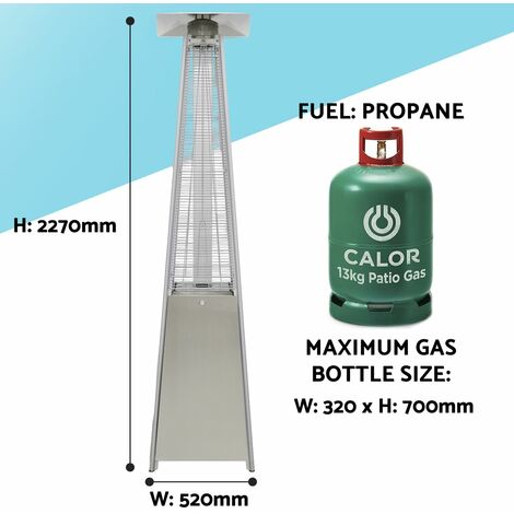 Sealey Dellonda 13kW Pyramid Gas Patio Heater 13kW Commercial/Garden Use - Stainless Steel DG99
