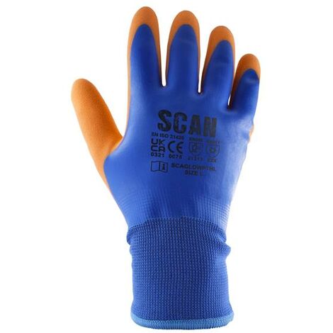 Scan Thermal Waterproof Latex Coated Gloves - XL (Size 10) SCAGLOWPTHXL