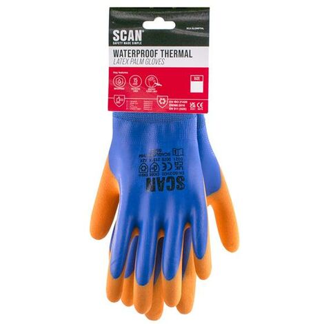 Scan Thermal Waterproof Latex Coated Gloves - XL (Size 10) SCAGLOWPTHXL