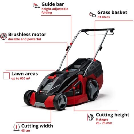 Einhell GE-CM 43Li Power X-Change Cordless Lawnmower 43cm 36V 2 x 18V 4.0Ah Li-ion EINGECM43LI