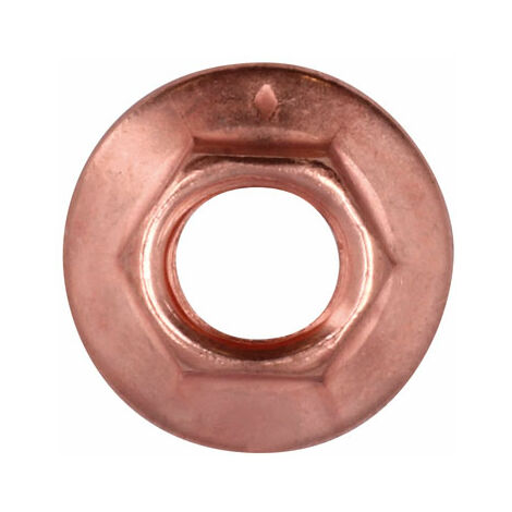 10mm Flanged Copper Coated Self-Locking Nuts (10 Pack) - Performance Manifold & Turbo Hardware