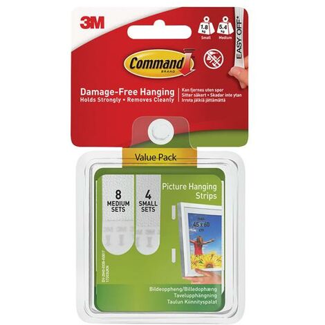 Command™ Picture Hanging Strips Set, Small & Medium (Pack 12) COM17203