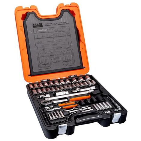 Bahco S108 1/4in & 1/2in Drive Socket & Combination Spanner Set, 108 Piece BAHS108