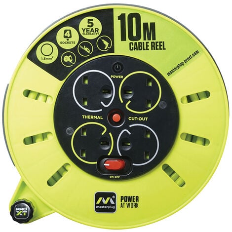 Masterplug PRO-XT Cassette Cable Reel 240V 13A 4-Socket 10m MSTCMU10134