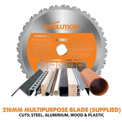 Evolution R210CMS Multi-Purpose Compound Mitre Saw 1200W 240V EVLR210CMS