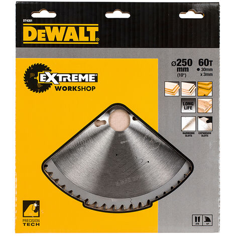 DEWALT Series 60 Circular Saw Blade 250 x 30mm x 60T DEWDT4351QZ