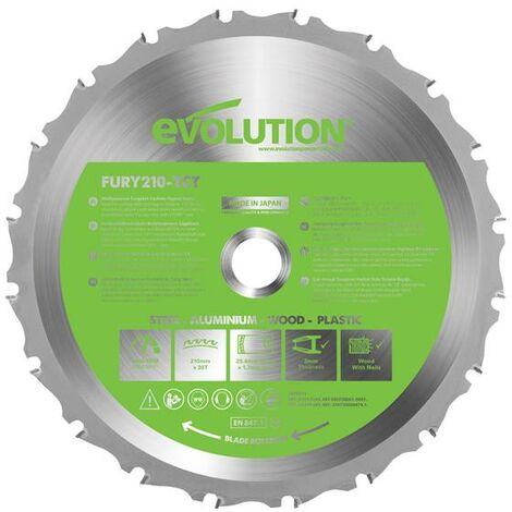 Evolution FURY® Multi-Purpose TCT Circular Saw Blade 210 x 25.4mm x 20T EVLF210MULTI