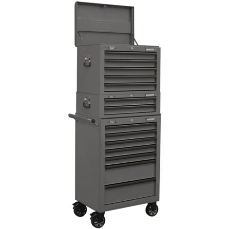 Sealey Grey Toolbox Combination 14 Drawer with Ball-Bearing Slides APSTACKTGR