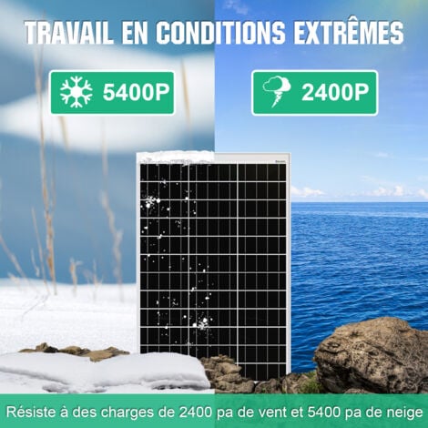 ECO-WORTHY Kit panneau solaire 12V/24V 240W avec 30A contrôleur de charge pour voiture a domicile PV hors kit de reseau pour frigo