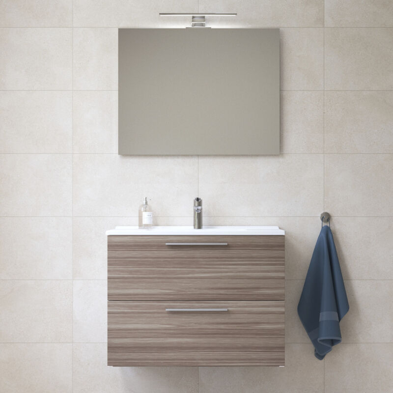 Mobile Bagno Diventa Diva Frame 80cm - 2 Cassetti Verde E Grigio Con Lavabo