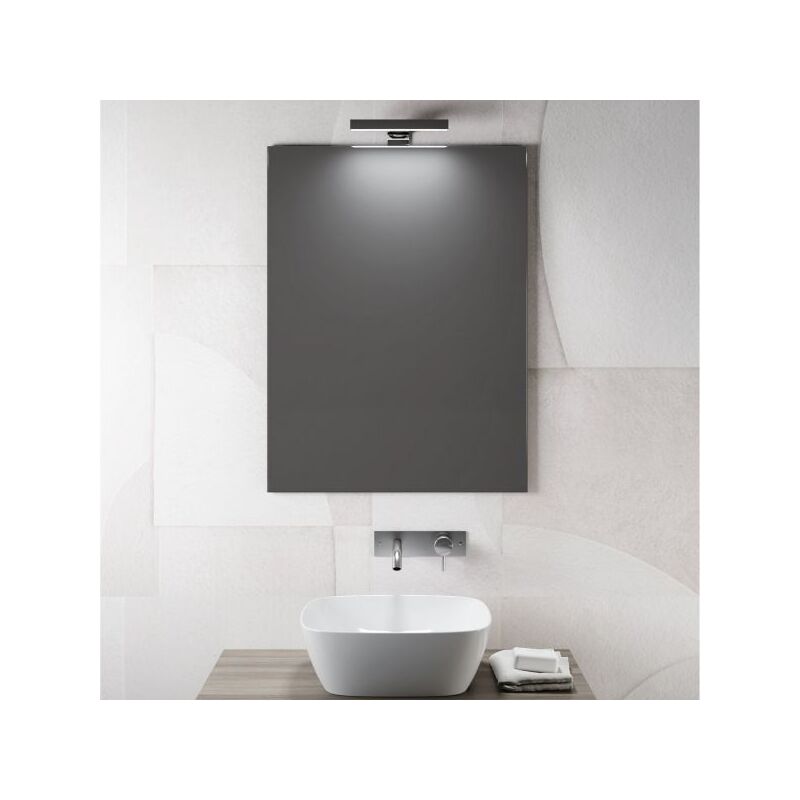 Specchio da bagno a parete con applique a luce naturale cm 80x60 MOBO