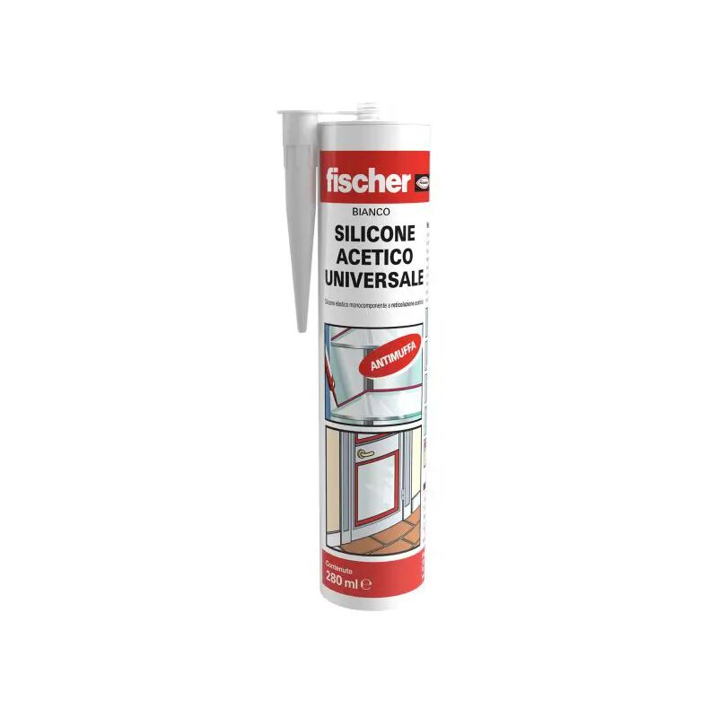Silicone multiuso bianco a base acetica bianco 280ml Fischer