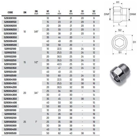 Manicotto MF (prolunga) in acciao zincato ø3/8"MF x 10 529308100