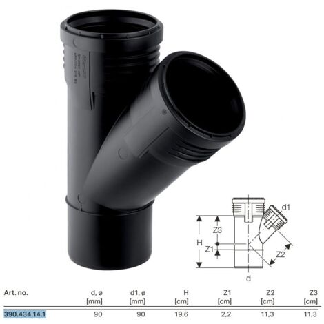 Silent PP Braga 45° GTEA ø90x90 L.196 mm 390.434.14.1 (1/5)