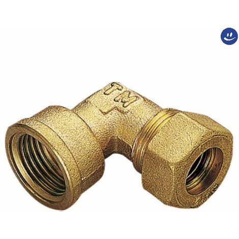 Raccordo curvo femmina con tenuta o-ring per tubo rame modello 1300 3/8 ø10 TIEMME