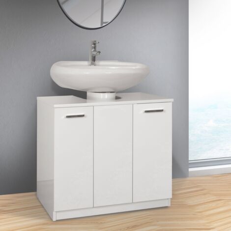 Copricolonna lavabo bagno universale due ante in melaminico bianco h.60cm l=70cm h=62cm p=46cm Savini