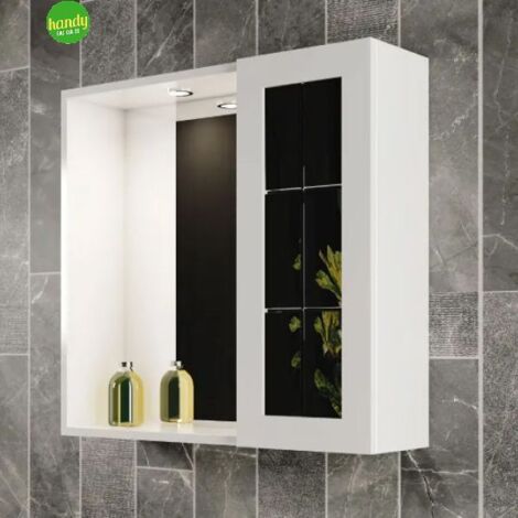 Specchiera bagno con un anta e faretto integrato l=60cm h=60cm p=16cm SAVINI