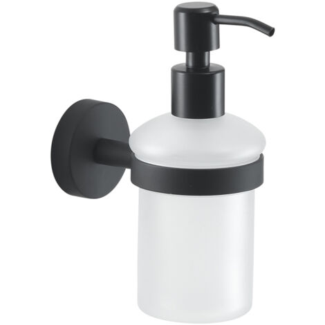 Dosasapone con erogatore in acciaio da muro in acciaio inox e Cromall 2381 Gedy serie EROS Nero Matt