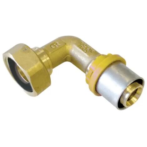 Raccordo curvo con girello e guarnizione piana per tubo multistrato a pressare gas serie 2660bp 3/4" ø26x3 TIEMME