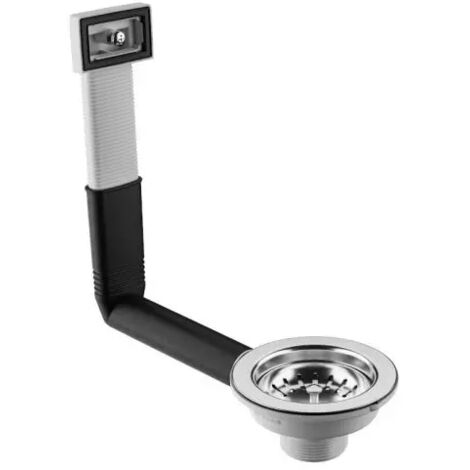 Piletta di scarico con troppo pieno rettangolare per lavello in acciaio inox modello hook lux ø1"1/2 BONOMINI