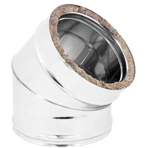 Curva 45° doppia parete acciaio inox aisi 316 parte interna aisi 304 parte esterna ø200 interno - ø250 esterno - sp. 0,5 mm EUROPROFIL