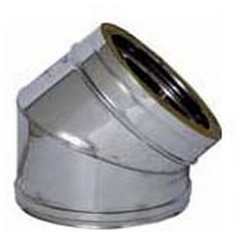Gomito 45° Tubo Canna Fumaria Doppia Parete in Acciaio Inox Per Stufe Ø10/15 cm