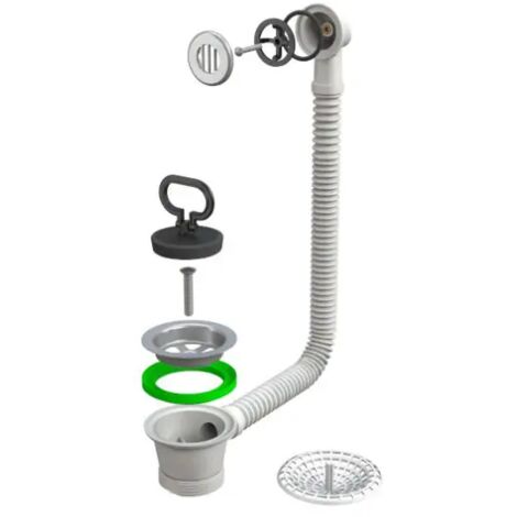 Piletta di scarico con troppo pieno tondo per lavello in acciaio inox modello simplex ø1"1/2 BONOMINI