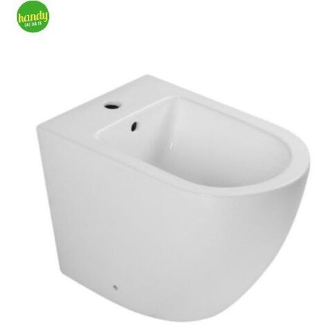 Bidet a terra filo parete in ceramica bianca serie nubes BARBOTTINA