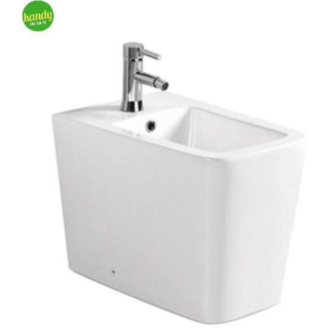 Bidet a terra filo parete in ceramica bianca serie pluma BARBOTTINA